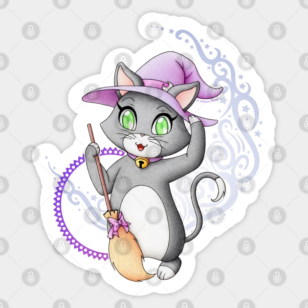 Cute witch cat Sticker by SilveryDreams